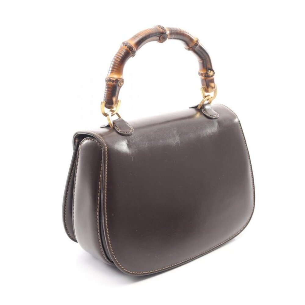 ★SOLD★ Gucci Handbag Vintage Bamboo Dark Brown Leather - Picture 2 of 13